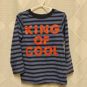 Striped Kids Shirt with Red Orange Text Boys Size 5 King Of Cool